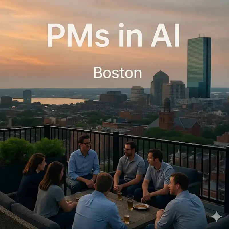 PMs in AI rooftop roundtable overlooking the Boston skyline